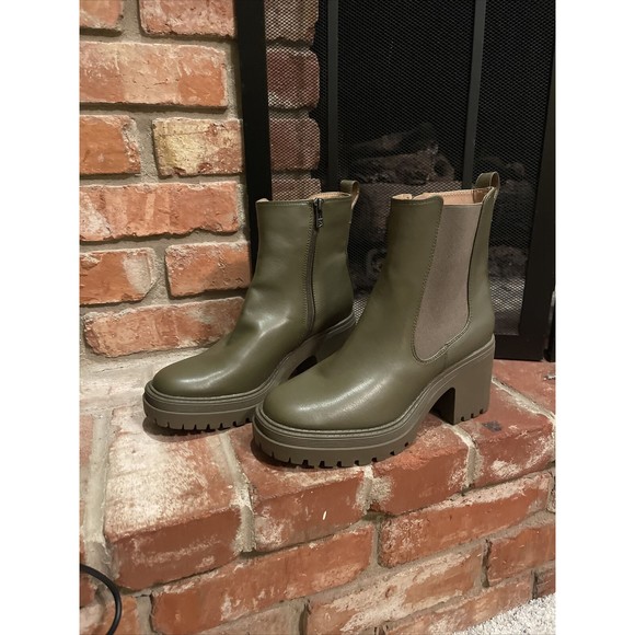 Sam & Libby Camila Boots Womens Size 8.5 Olive Green Heeled Chelsea Boot… - Picture 2 of 7